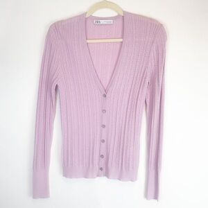 Zara Deep V Neck Cardigan Rhinestone Buttons